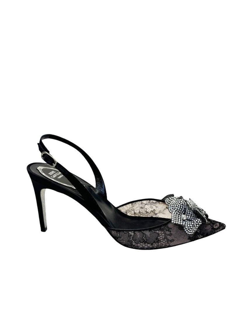René Caovilla Crystal Slingback 80