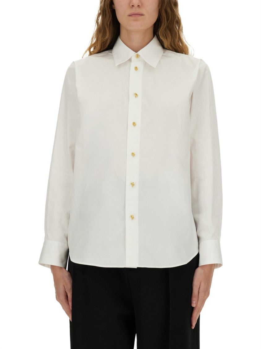 Bottega Veneta White Cotton Poplin Pointed Collar Shirt