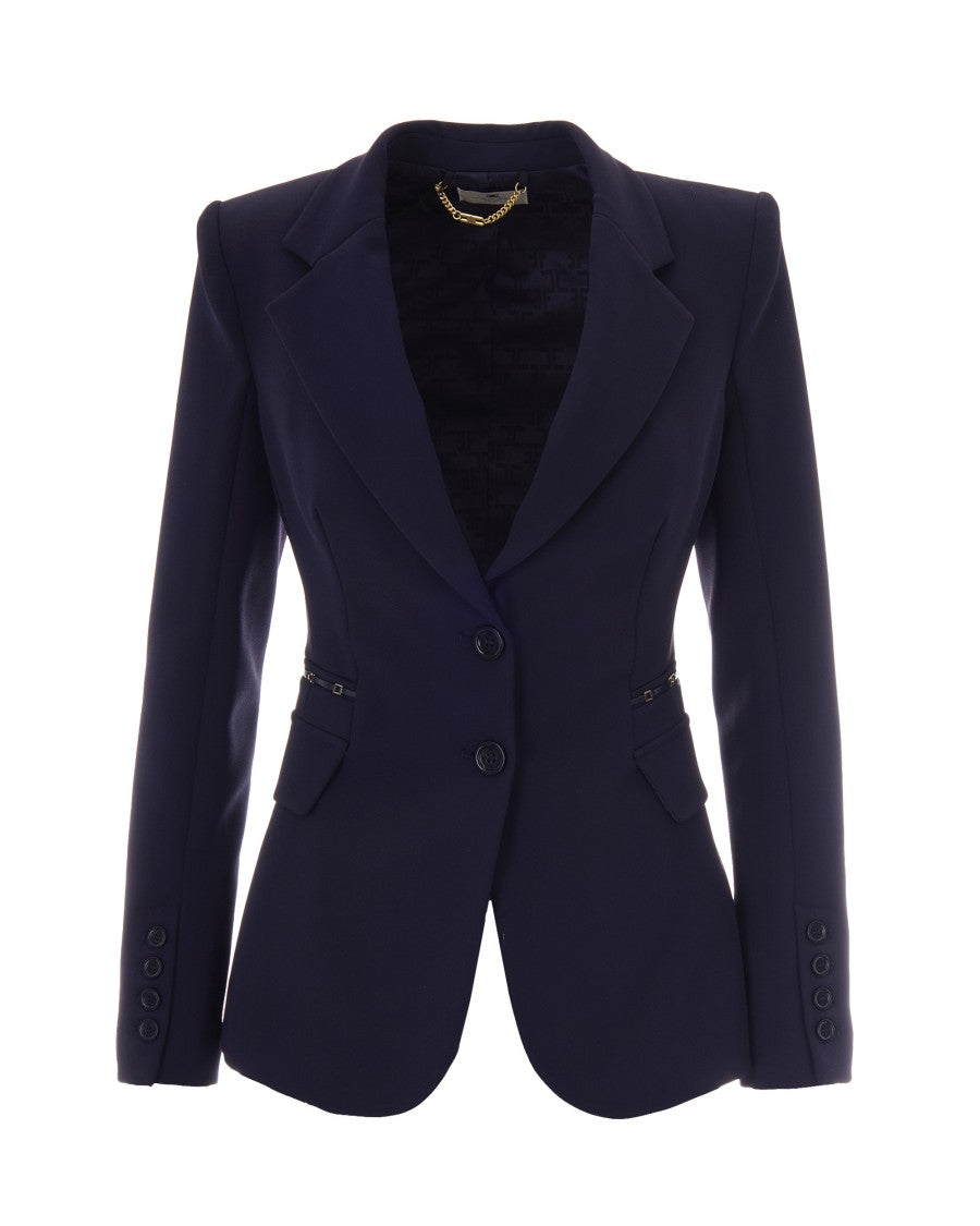Elisabetta Franchi Blue Monocromatico Polyester Blazer