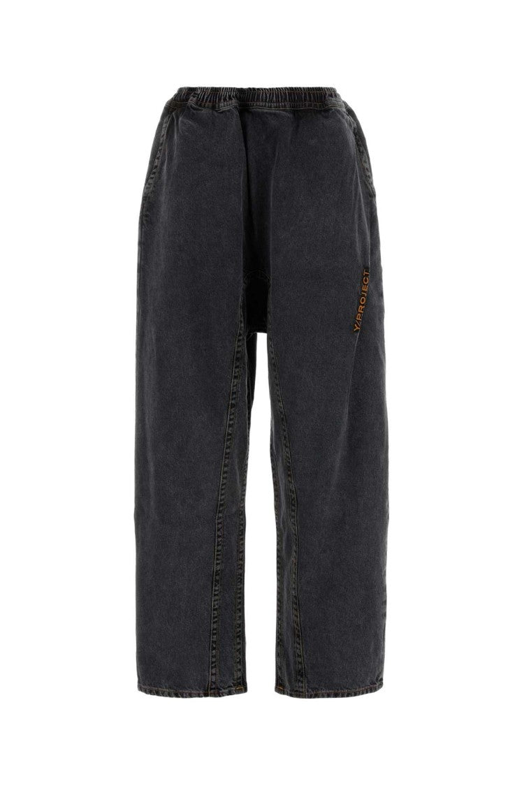 Y/Project Wide-Leg Charcoal Denim Jeans