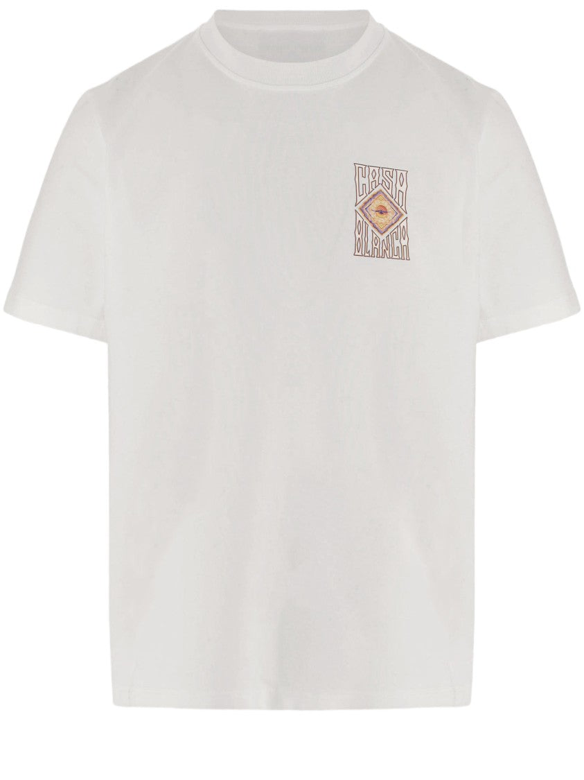 Casablanca White Geometric Print Organic Cotton T-Shirt