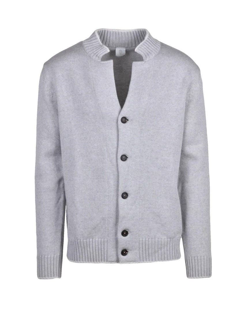 Eleventy Grey Wool Button Cardigan