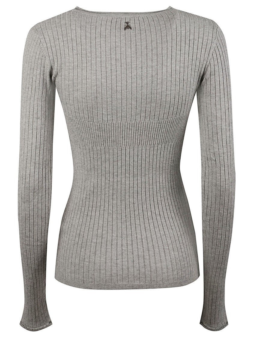 Patrizia Pepe Flared-Cuff Ribbed Long-Sleeve Viscose-Blend Sweatshirt