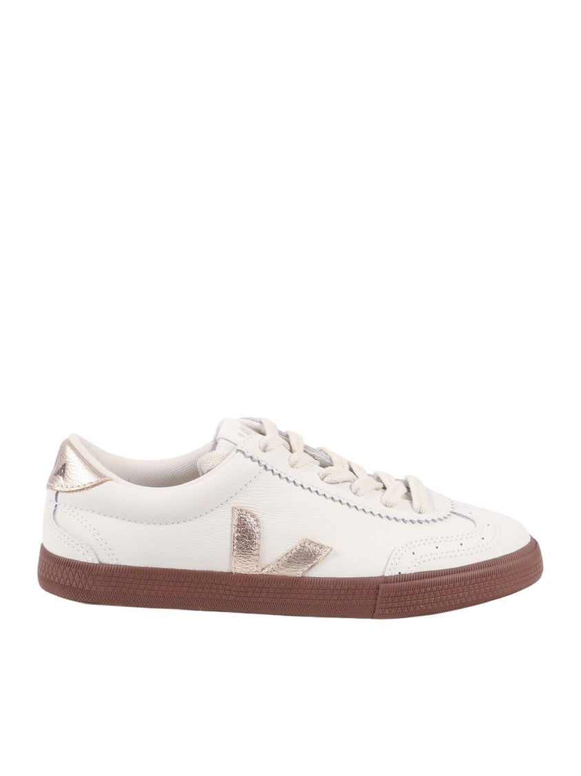 Veja White Platine Metallic Accent Sneakers