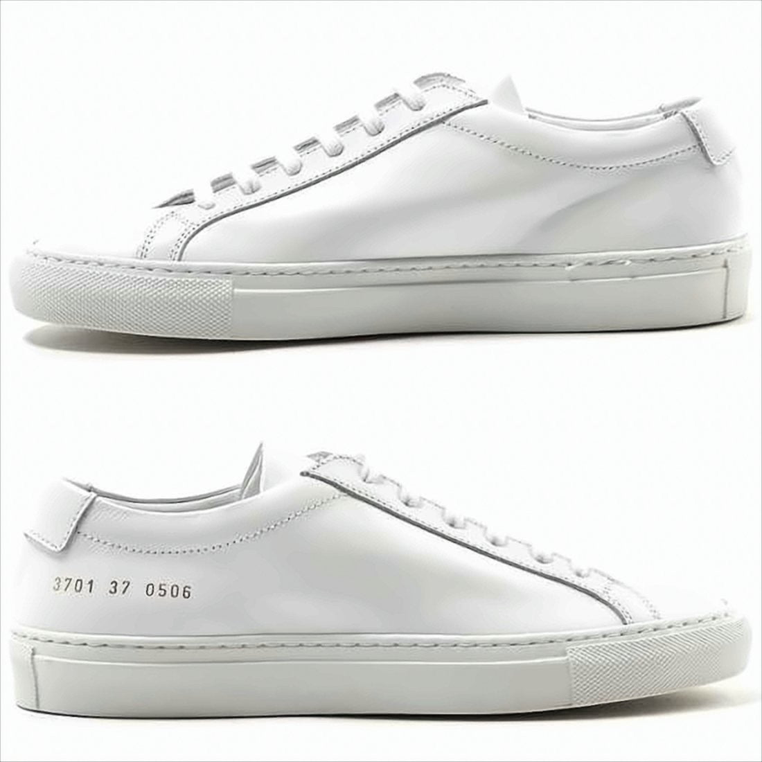 Common Projects White Cowhide Sneakers With Minimalist Design