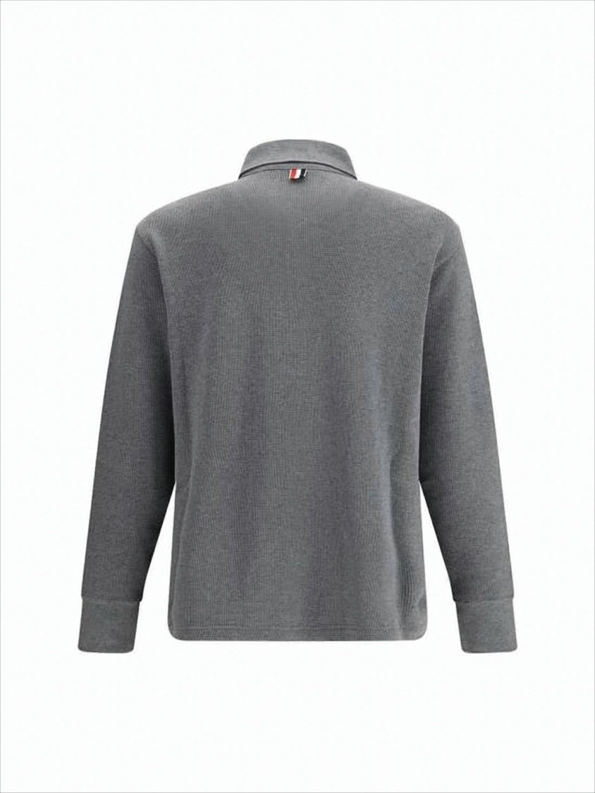 Thom Browne Textured Knit Sweater With Polo Collar