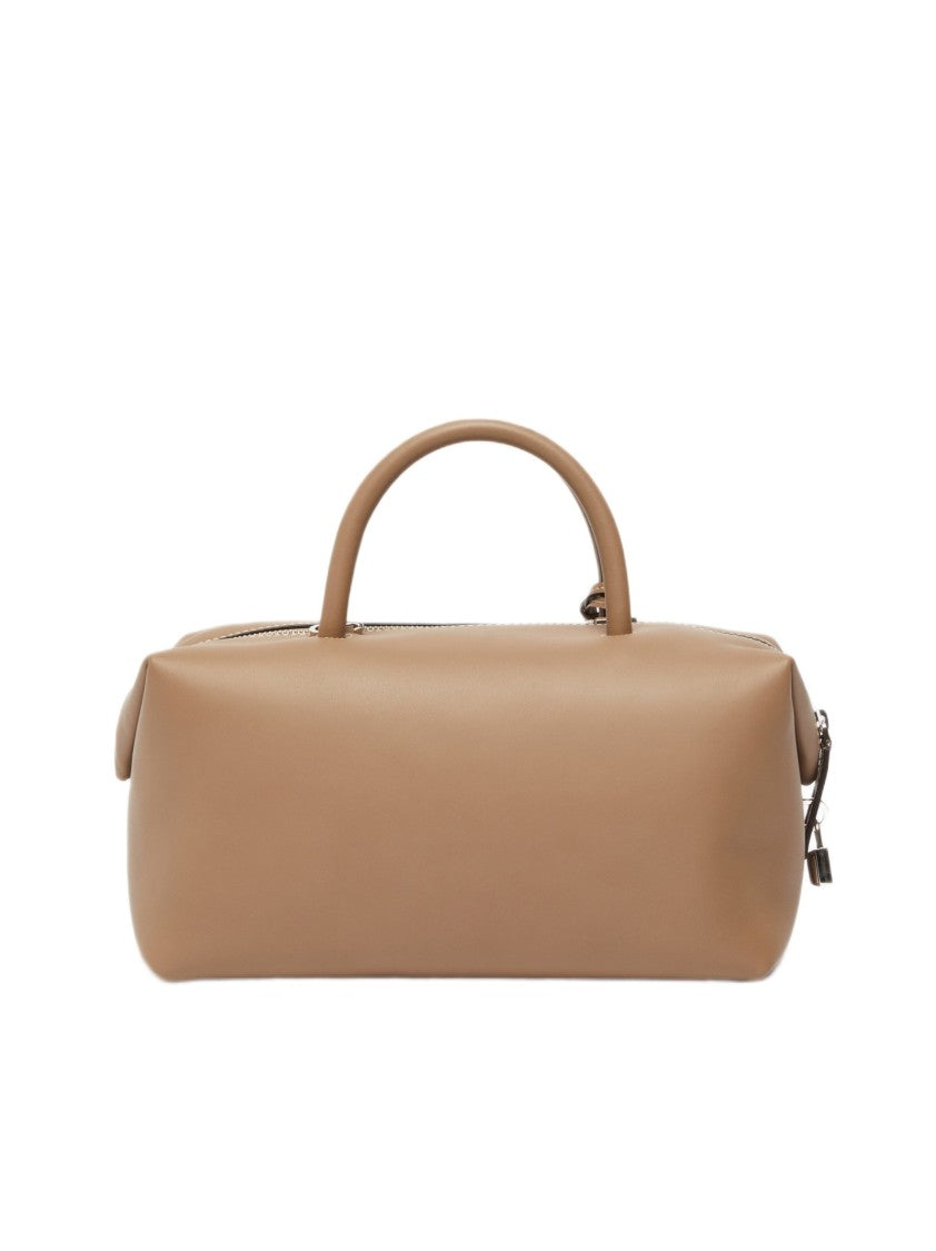 Max Mara Brown Calf Leather Bauletto Handbag With Removable Strap