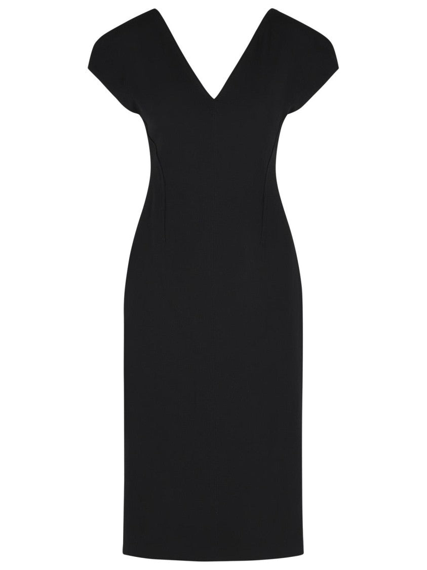Jil Sander Black Virgin Wool Midi Dress
