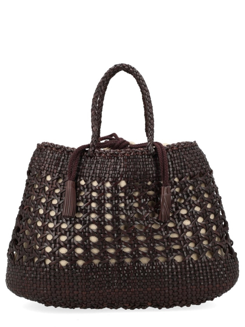 Dragon Diffusion Brown Santa Cano Woven Leather Handbag
