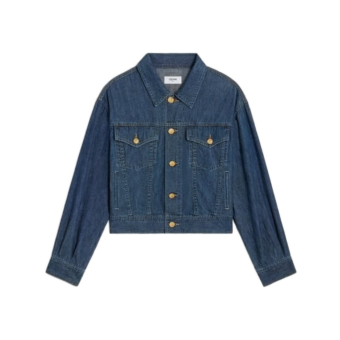 Celine Cropped Denim Jacket With Structured Silhouette