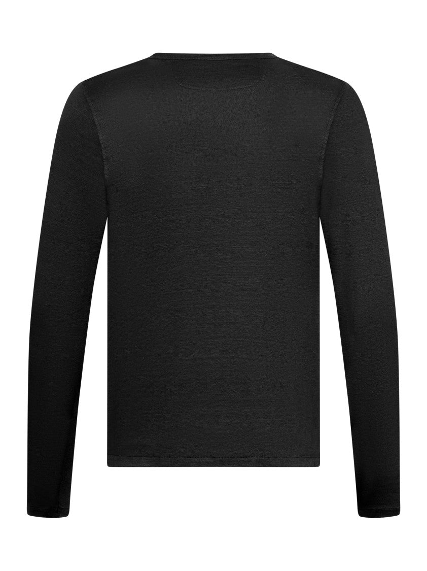 Franzese Collection Long-Sleeved Crewneck T-Shirt In Stretch Irish Linen