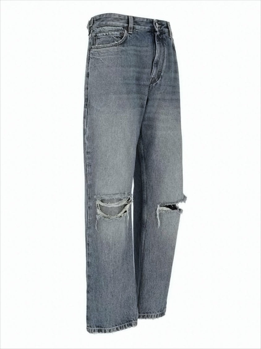 Balenciaga Distressed Denim Pants With Relaxed Fit And Classic Five-Pocket Design