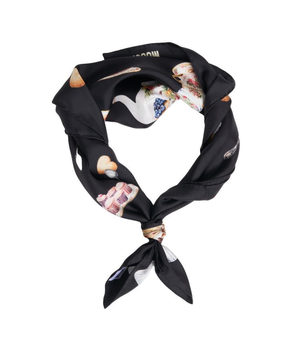 Moschino Detailed Print Silk Scarf