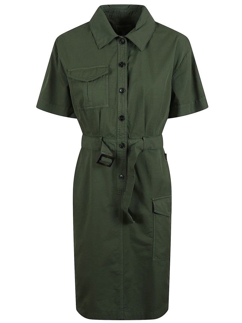 Woolrich Classic Shirt Dress In Cotton With Belted Waist