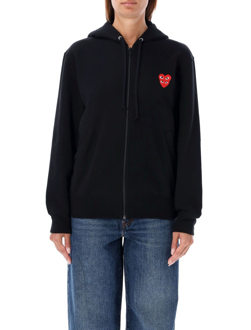 Comme Des Garçons Zipped Hoodie With Double Heart Patch