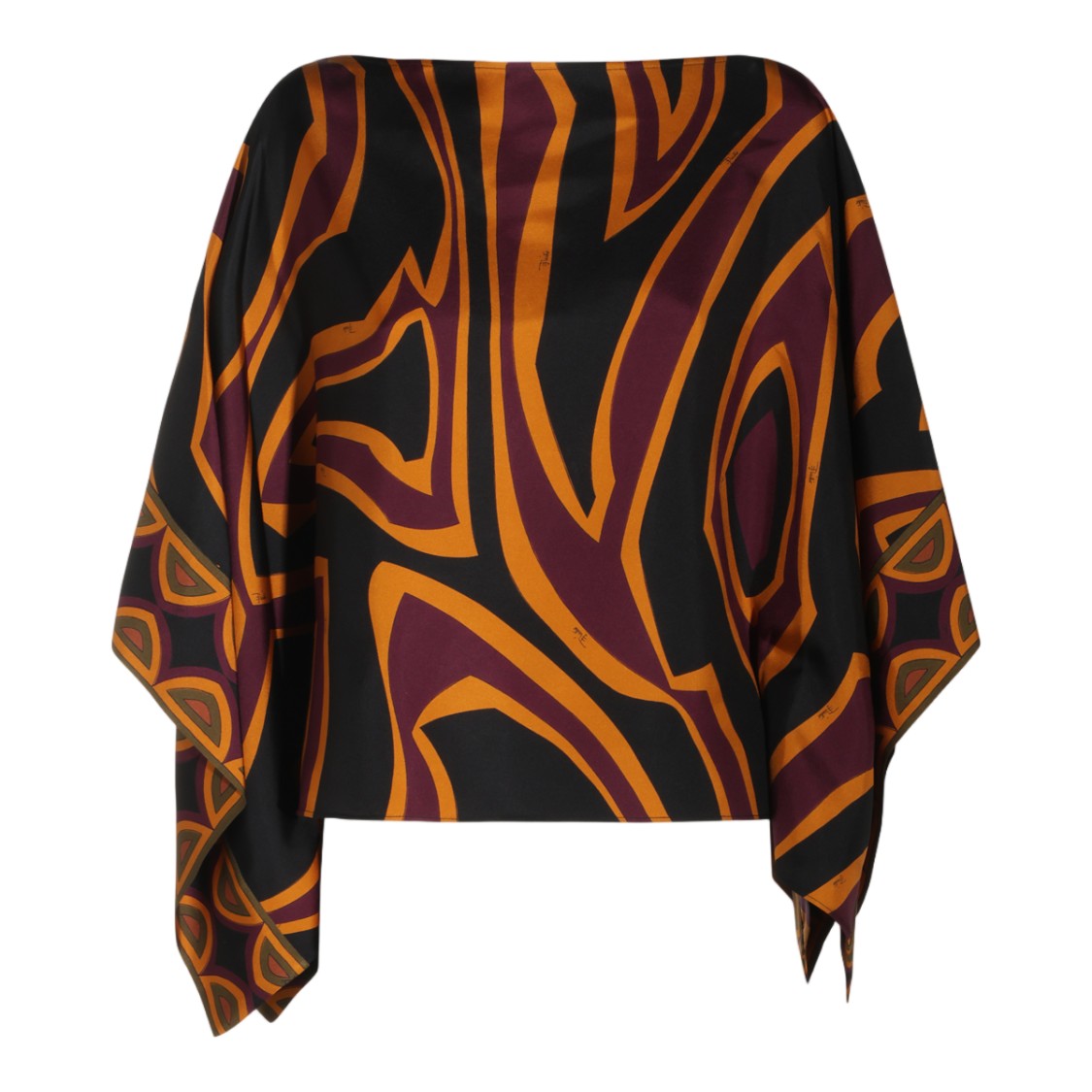 Emilio Pucci Abstract Pattern Draped Sleeve Flowing Top