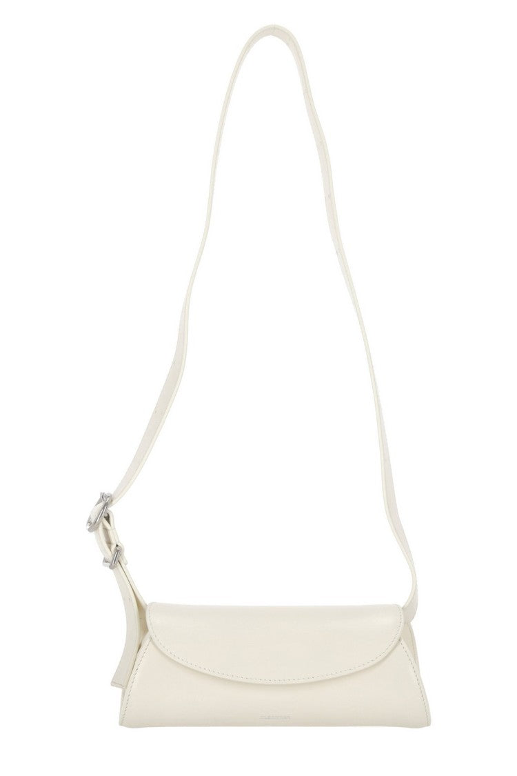Jil Sander Curved Flap Shoulder Bag In Smooth Calf Leather