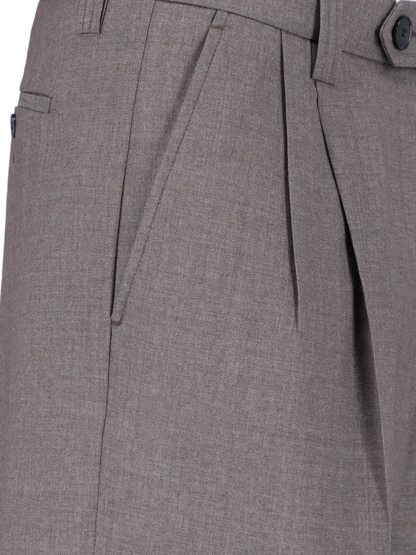 Mfpen Taupe Mid-Rise Tailored Wool Trousers