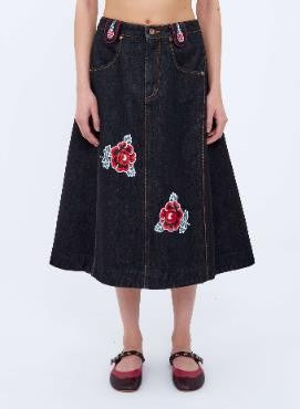 Molly Goddard Abi Denim Miid Skirt