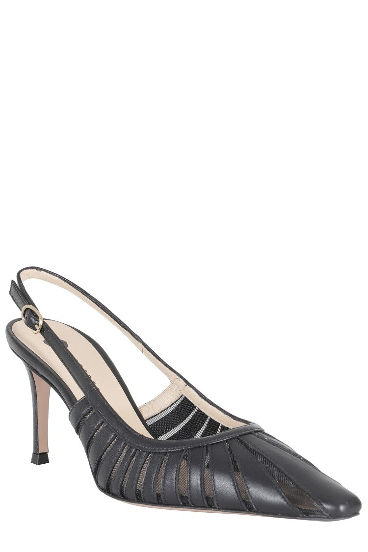 Roberto Festa Black Sunny Ankle Strap Metallic Leather Pumps