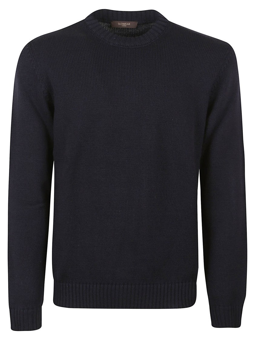 Zanone Textured Knit Wool Sweater With Ribbed Details