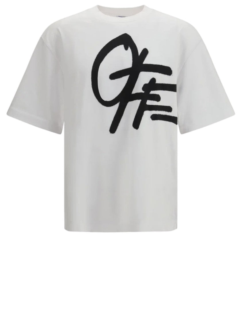 Off-White Contrast Logo Print Cotton T-Shirt
