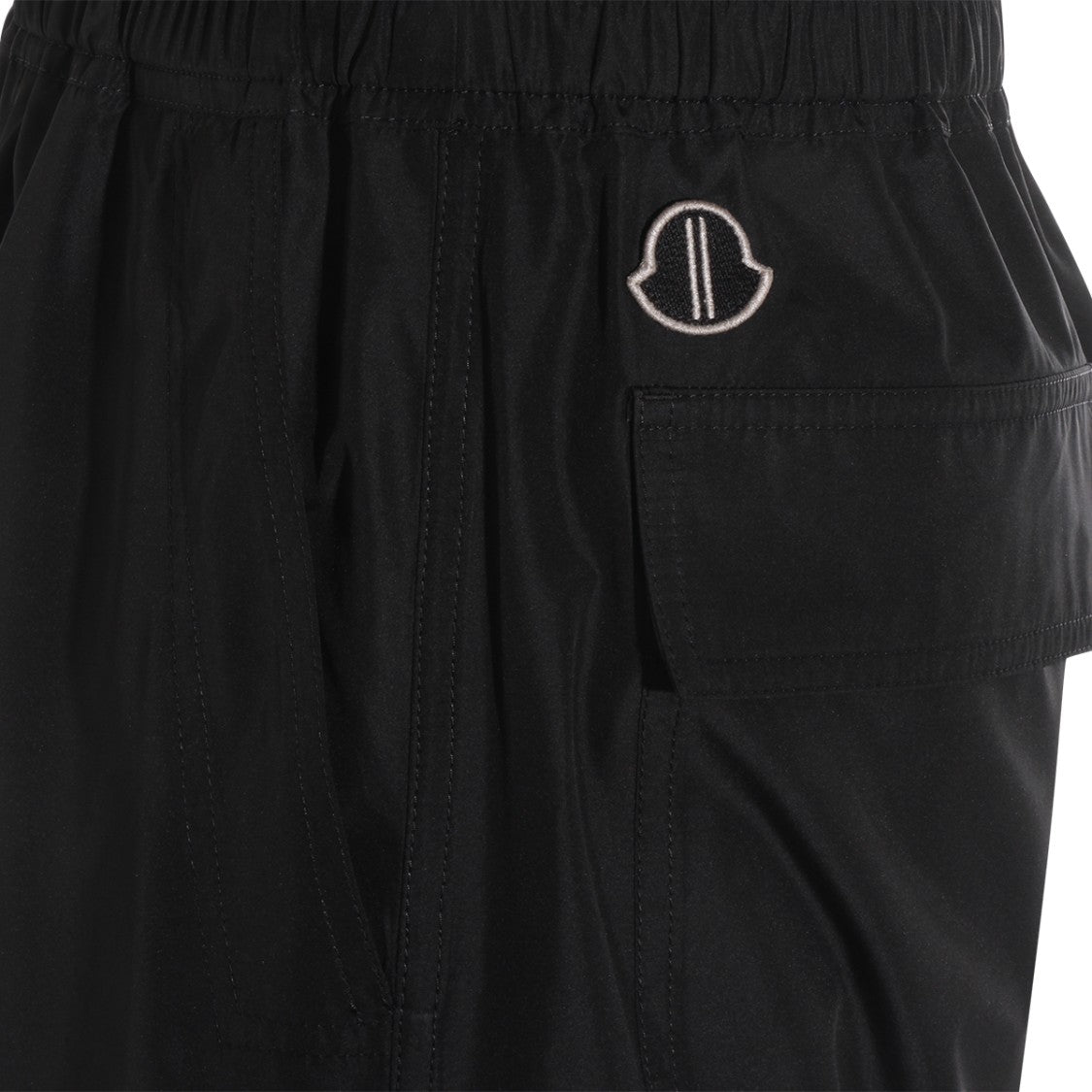 Moncler X Rick Owens Loose Fit Black Trousers With Drawstring Waist And Embroidered Logo