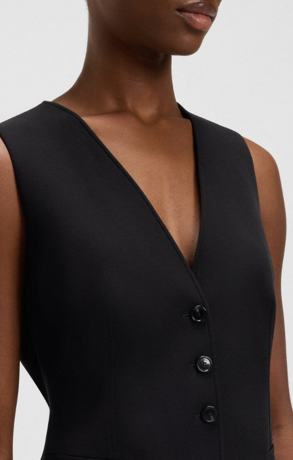 Boss Tailored Black Vest With Structured Silhouette