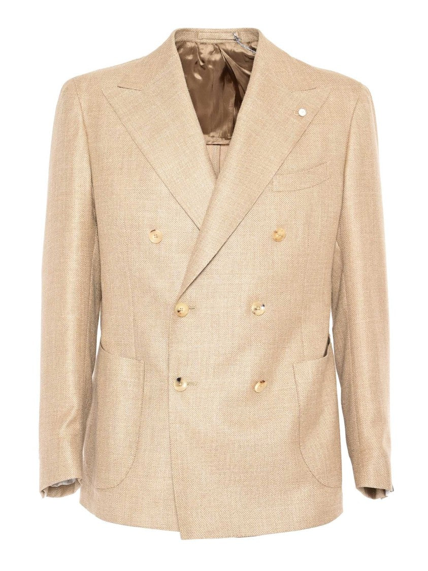 Luigi Bianchi Double-Breasted Tailored Jacket With Textured Fabric