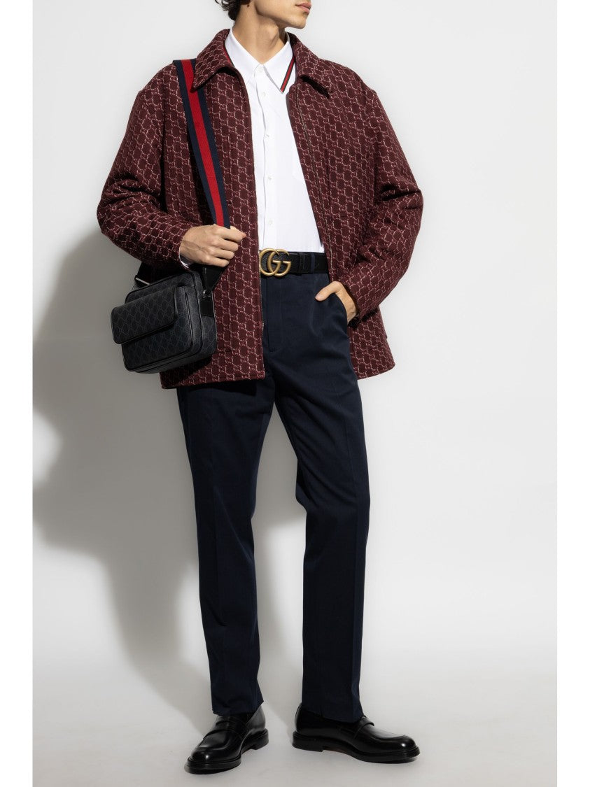 Gucci Blue Tailored Cotton Gabardine Web Trousers