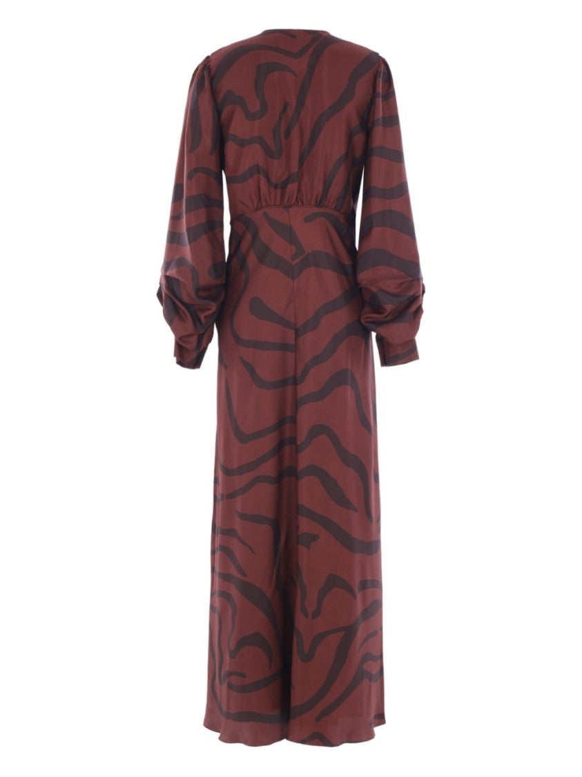 Raquel Diniz Silk Midi Dress With Deep V-Neckline