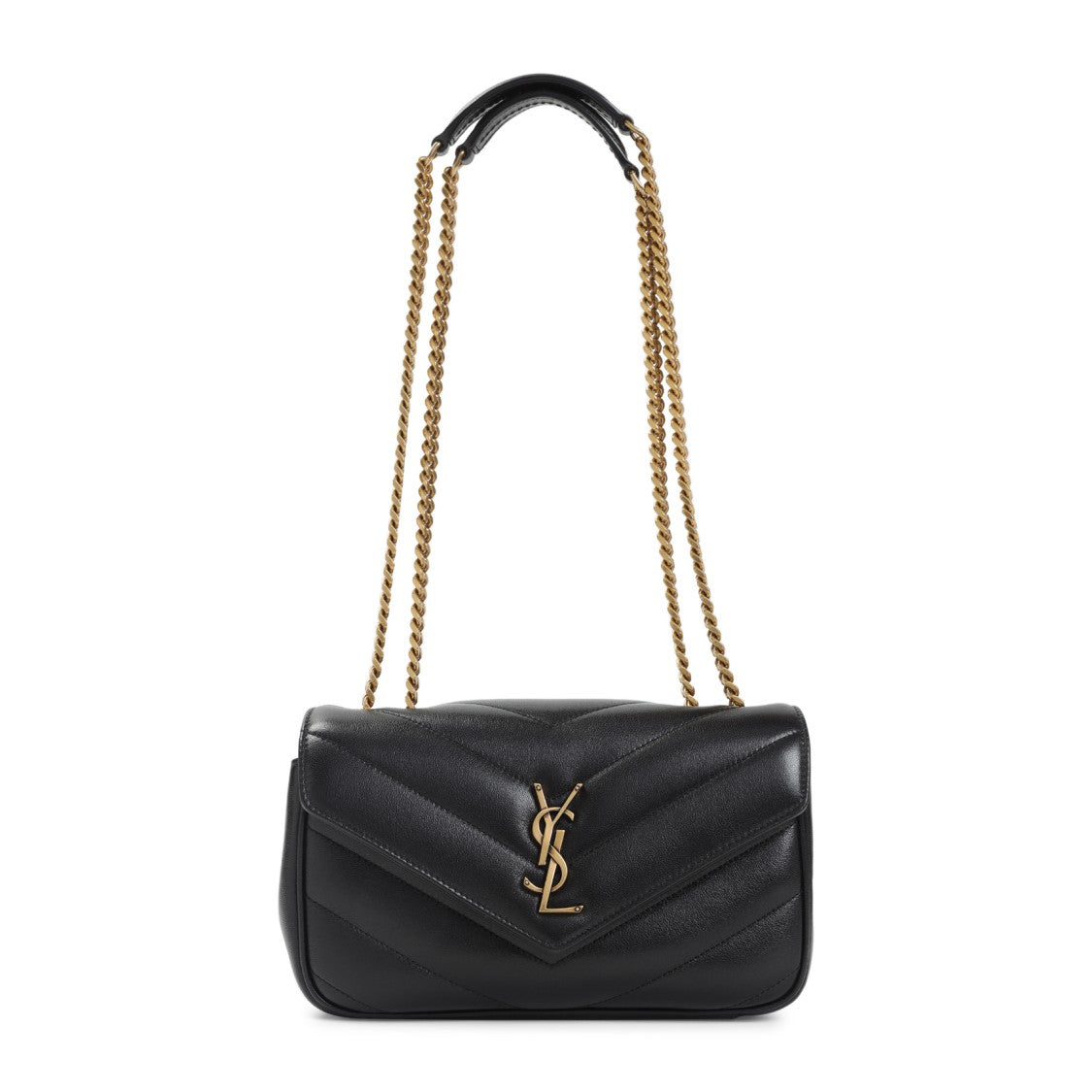 Saint Laurent Chevron Quilted Black Lamb Leather Shoulder Bag