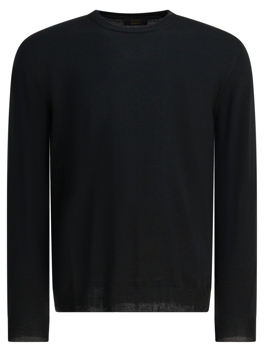 Zanone Fine Knit Black Wool Blend Sweater