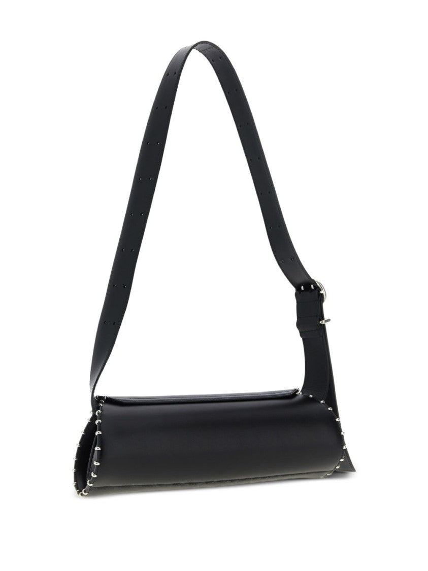 Jil Sander Structured Elongated Nero Handbag With Metallic Studs
