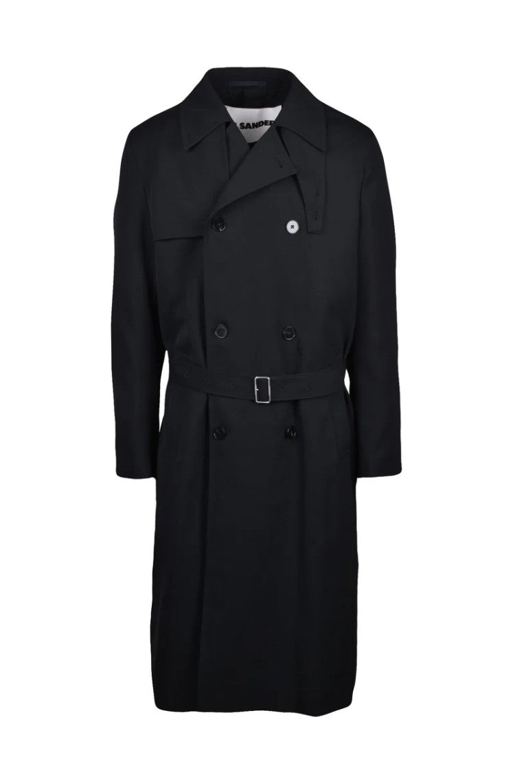 Jil Sander Men's Black Wool Trench Coat