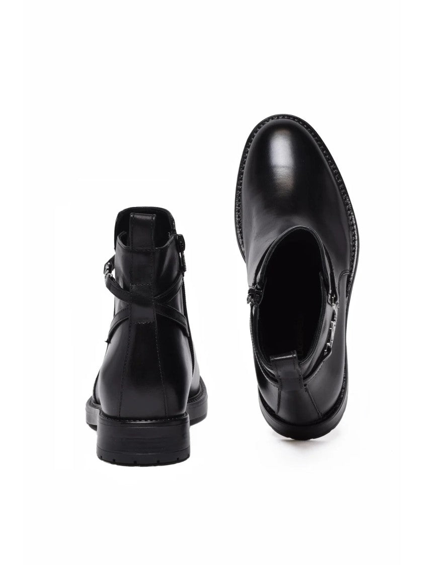 Karl Lagerfeld Black Leather Zip Ankle Boots