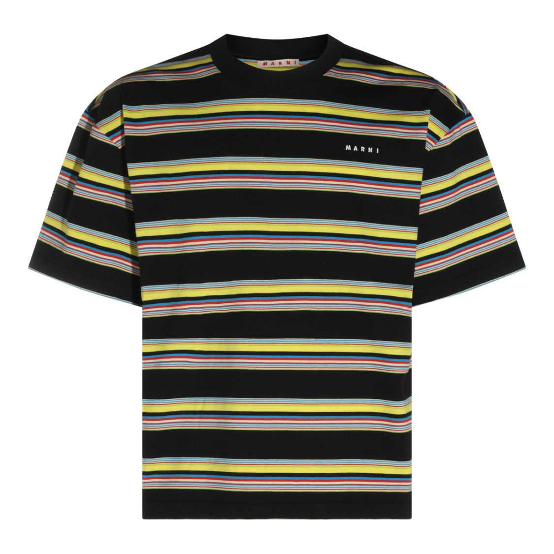 Marni Multicolor Striped Cotton T-Shirt With Heart Logo