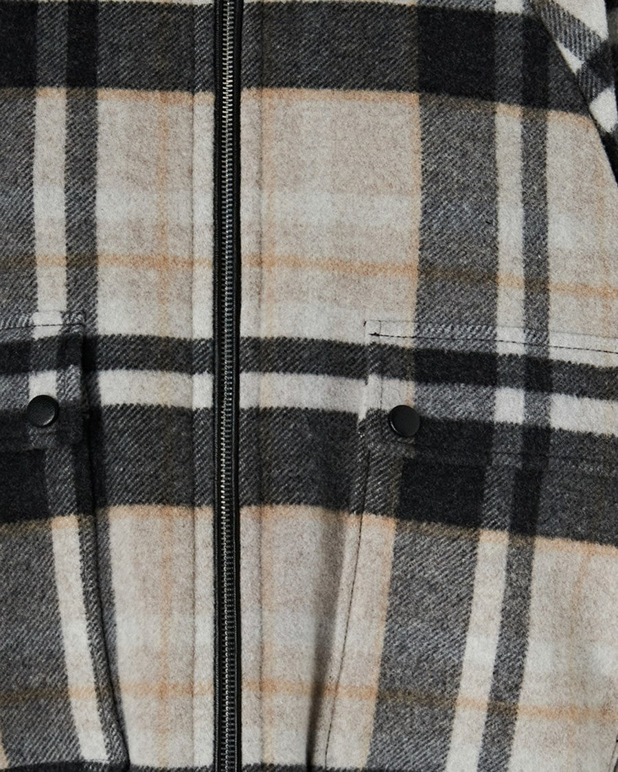 Pinko Check Wool-Blend Oversized Peacoat
