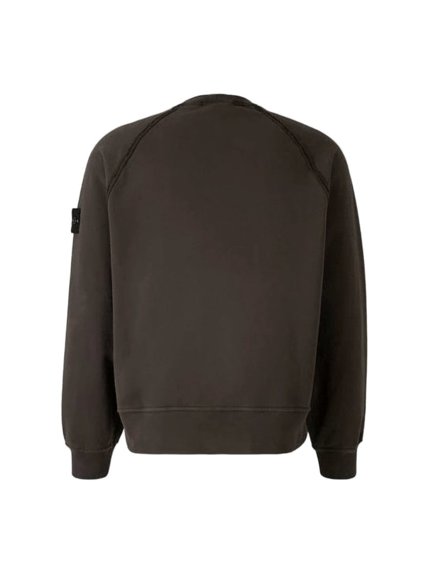 Stone Island Relaxed Fit Brown Sweatshirt With Iconic Patch