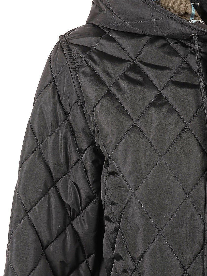 Burberry Quilted Black Coat With Hood