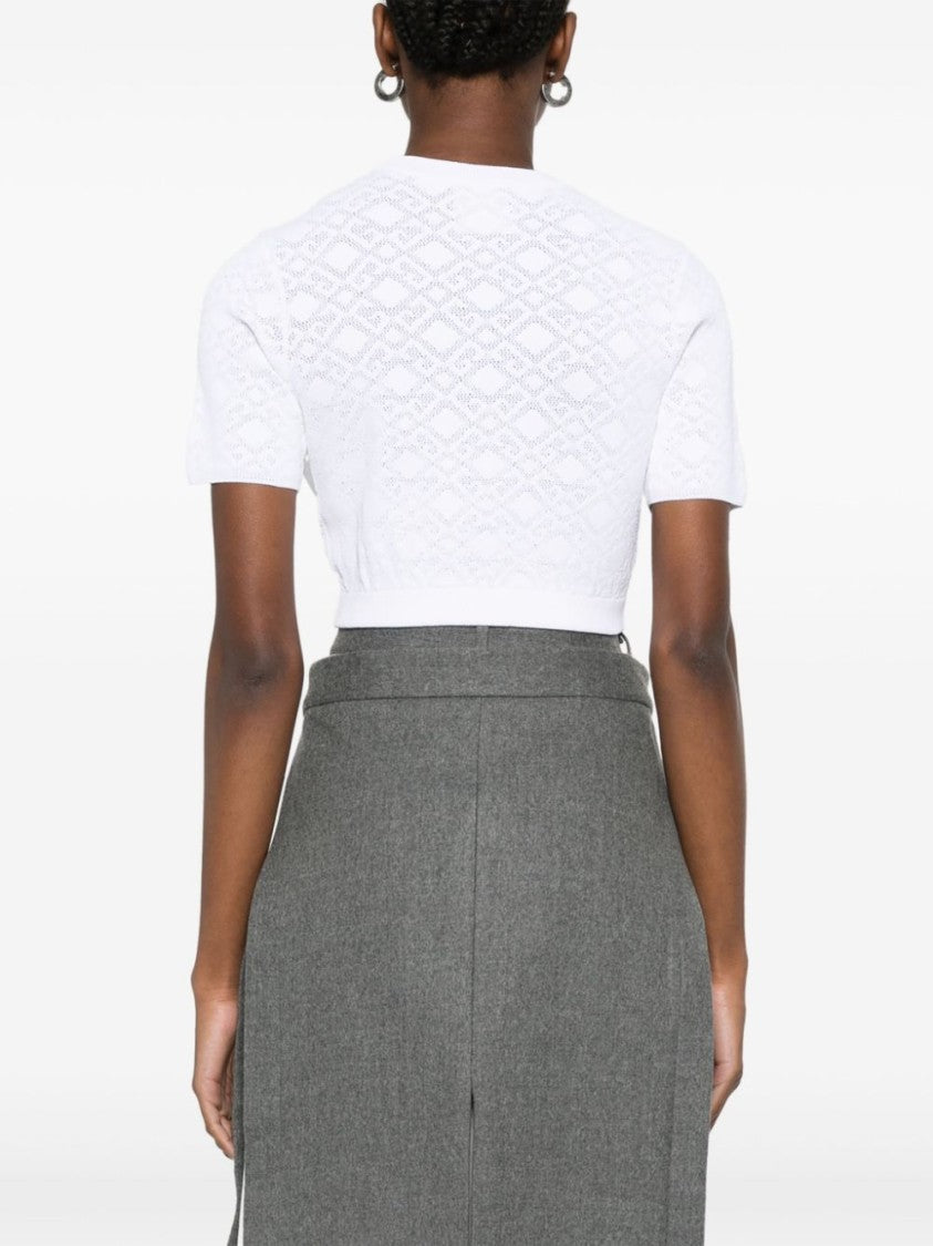 Givenchy Cropped Diamond-Pattern T-Shirt With Classic Crew Neck