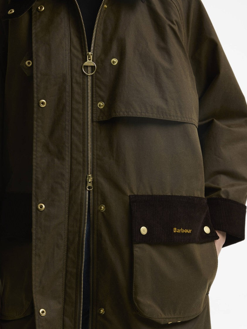 Barbour Relaxed Fit Short Coat With Dark Corduroy Collar