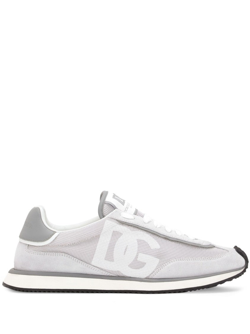 Dolce & Gabbana Black Low-Top Leather Mesh Cushioned Sneakers