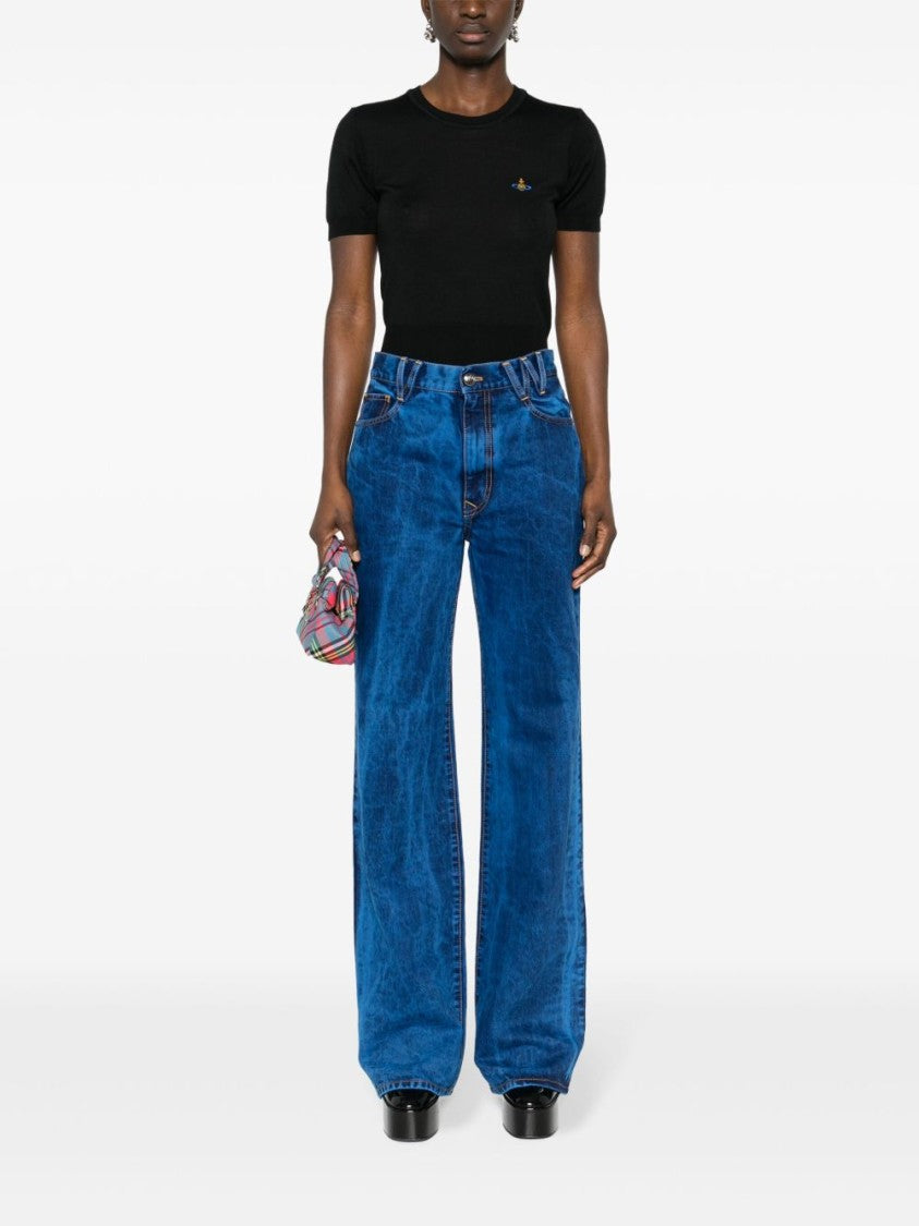 Vivienne Westwood Black Merino Wool Silk Orb Top