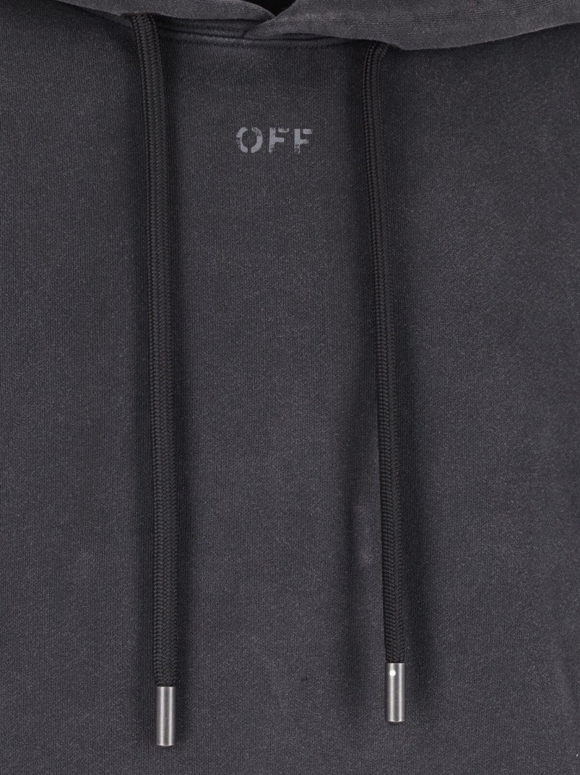 Off-White Swimming Face Black Hooded Cotton Sweatshirt