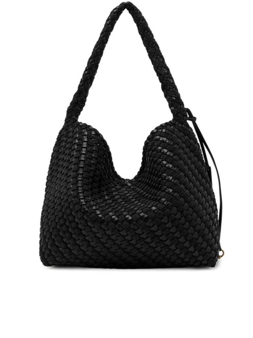 Gianni Chiarini Braided Black Woven Handbag With Textured Design