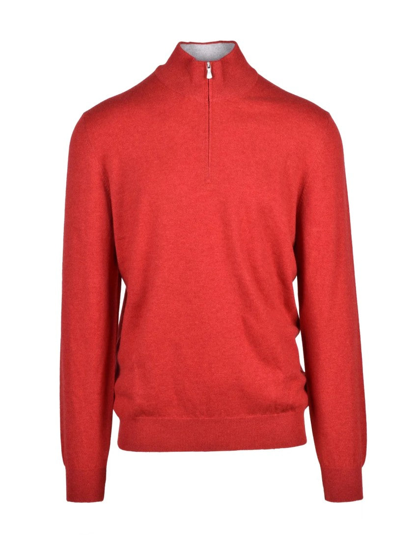 Gran Sasso Red Half-Zip Cashmere Sweater