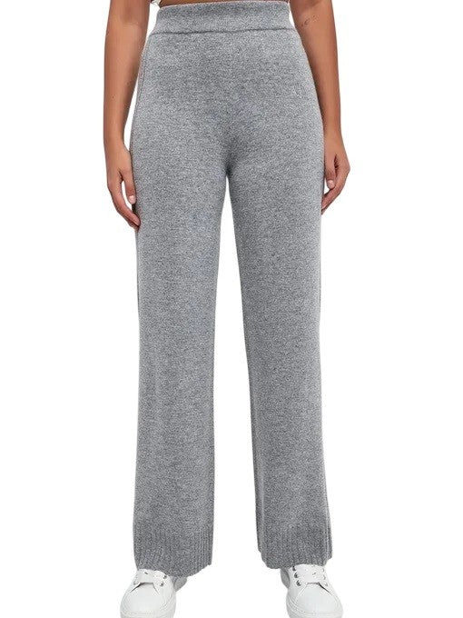 Armani Exchange Wide-Leg Knit Pants Ribbed High Waist