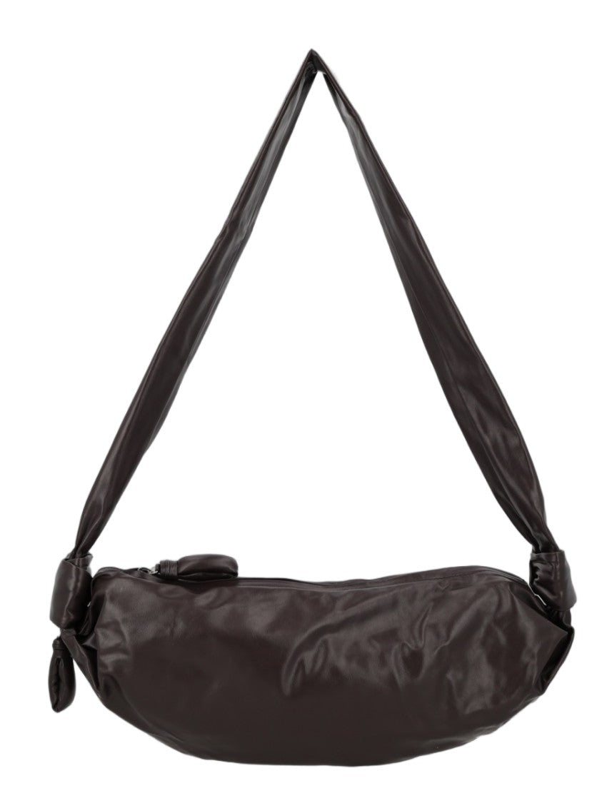 Lemaire Minimalist Brown Shoulder Bag With Padded Strap And Zip Closure