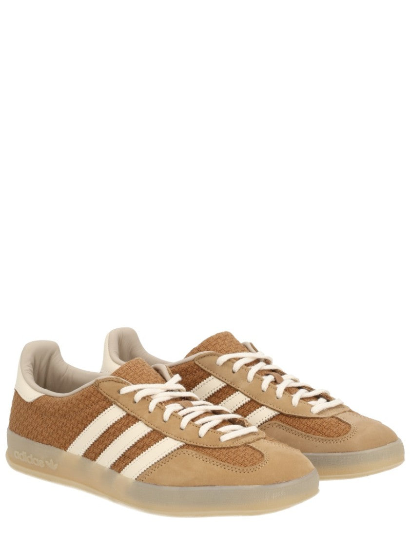 Adidas Originals Low-Profile Beige Sneakers With Textured Upper And Gold Accents